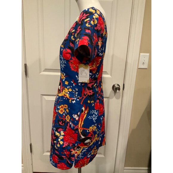 Plenty by Tracy Reese Blue Multicolor Floral Short Sleeve Sheath Dress Size 8 - Picture 4 of 7